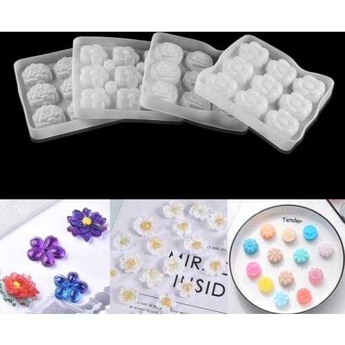 9 Compartment Compartment Rose Flowers Shape 3D Mouldr Craft Clay Epoxy Resin Crafts Mould Candy Bakeware Tools