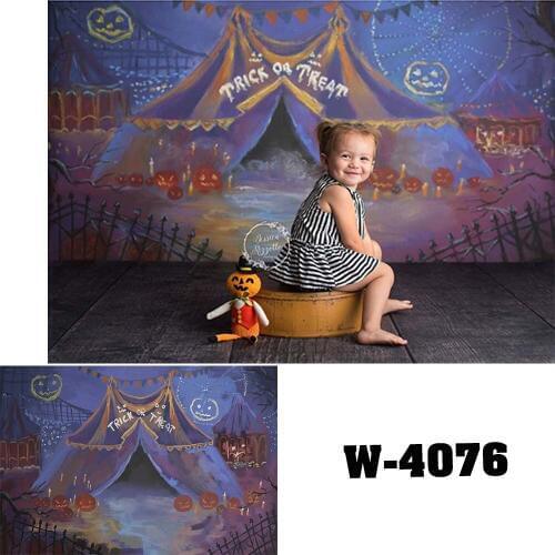 Watercolor Painting Trick Or Treat Halloween Background Hallowmas Photography Backdrop Photo Shoot Kids Portrait Video Backdrop