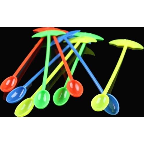 Bar Tools Color Acrylic Umbrella Disposable Mixing Coffee Stirring Spoon Cocktail Tea Milk Long Mixing Stirring Rod 80 Pcs/lot