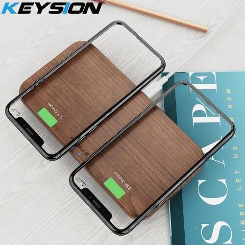 KEYSION Dual Wireless Charger 5 Coils Qi Fast Charging Pad Compatible for iPhone X XS Max Samsung S10 S9 New AirPods Xiaomi Mi 9