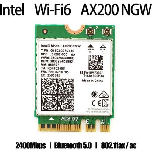 Wireless 2400Mbps WiFi 6 Intel AX200 802.11ax/ac dual band 2.4Ghz/5Ghz M.2 Bluetooth 5.1Wifi network card notebook adapter