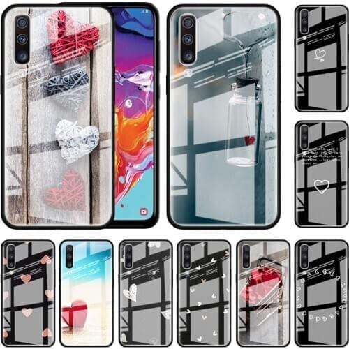 Love The Heart Glass Case For Samsung Galaxy A51 A50 A70 M51 A72 A71 5G A21S A40 A30 A10 M31 M21 Tempered Mobile Phone Covers