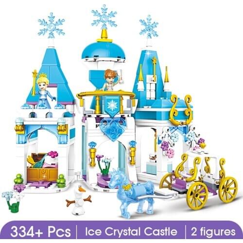 Friends Series 8 in 1 Ice Crystal Heart Princess Castle Building Blocks Play House Children DIY Assembled Toys For Girls Gift
