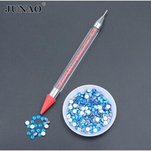 JUNAO Crystal Dotting Pen Rhinestones Stones Picking Tool Nail Art Wax Pencil Decoration Diamond Picker Pen Painting Tools