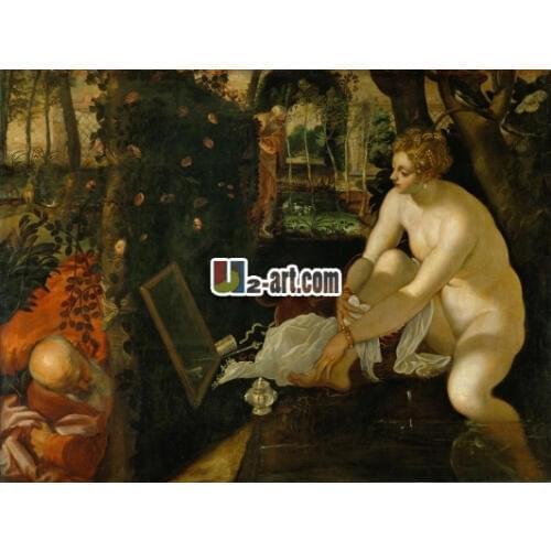 Canvas prints nude oil painting Decorative crafts Reproduct classical art of tintoretto susanna and the elders Figure-227