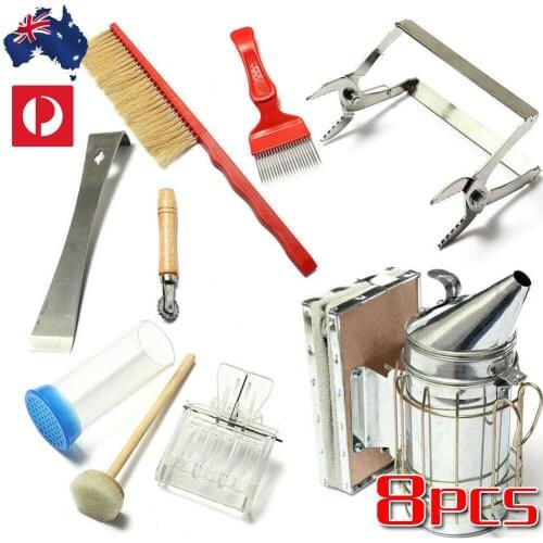 8pcs Beekeeping Bee Hive Smoker Kit Beekeeping Tools Equipment Set Queen Rearing System Cultivating Box Beehive Water Feeder