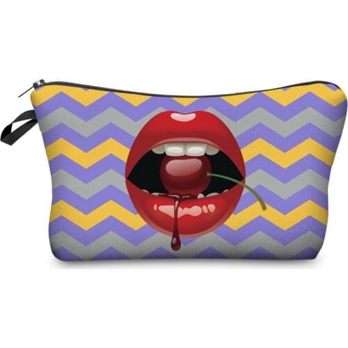 Cosmetic Bag mouth Fashion Print Women Brand makeup bags Cute bag headset candy Cosmetic printing Collection Casual men zipper