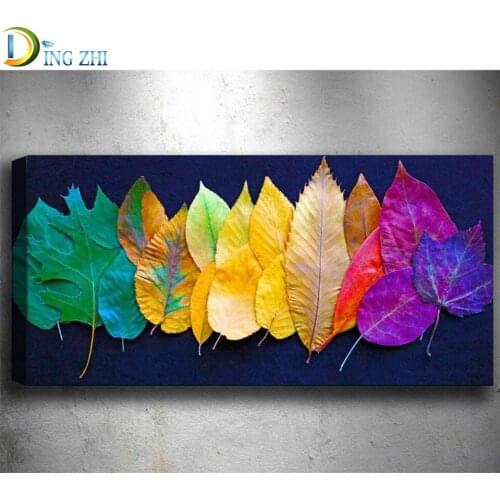 Colorful Leaves Diamond Painting Wall Art Diamond Mosaic Full Square Round Drill Diamond Embroidery Modern Simplicity Decor Gift