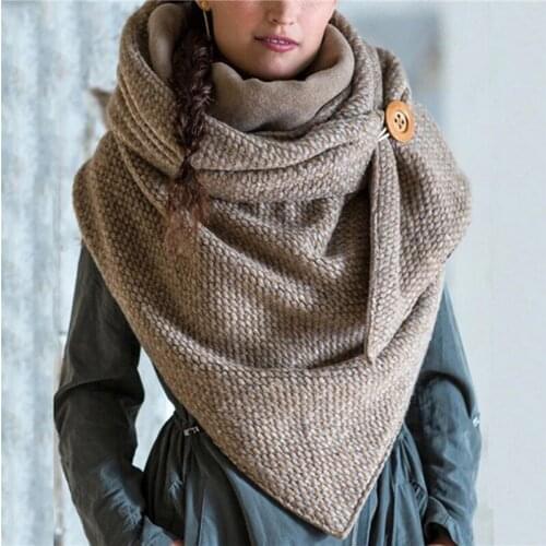 Fashion 2020 Thicken Winter Women Scarf Winter Women Printing Button Soft Wrap Casual Warm Scarves Shawls Bib Headwear Scarf