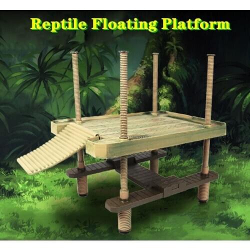 Small Turtle Pier Floating Basking Platform with Ramp Ladder Reptile Habitat for Turtle Aquariums