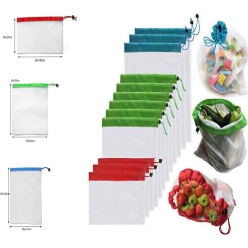 Multi-size Reusable Produce Bags Washable Mesh Bags for Grocery Shopping Fruit Vegetable Toys Sundries Organizer Storage Bags