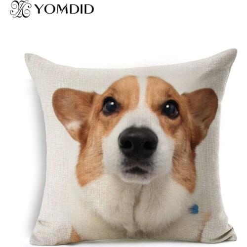Cushion Cover dog Printed 43x43cm Linen&Polyester Decorative Pillow Cases Cover Home Sofa Pillowcase