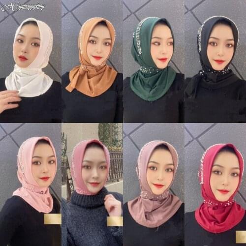 Directly Headscarf Ethnic Ramadan Muslim Beading Hijab Turban Cap Islamic Arab Shawls Headwrap Malaysia Dubai Ladies Headwear