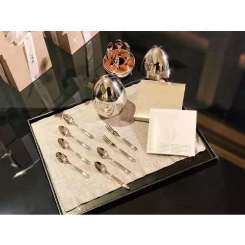 Newest Silver Coffee Dessert Spoon Fork Gift Box Tableware Dinnerware For Kitchen Family Hotel Restaurant