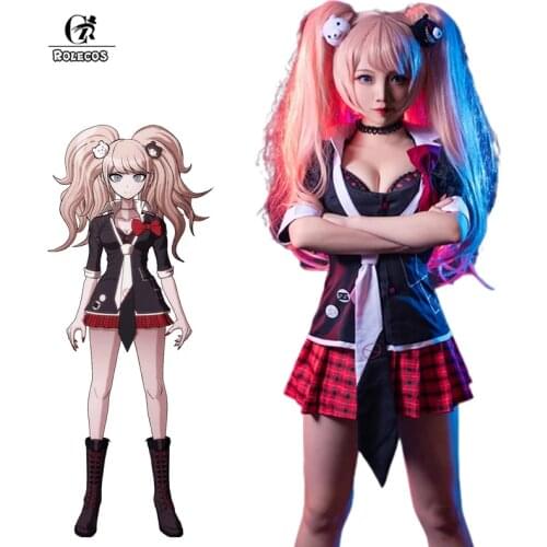 ROLECOS Danganronpa Junko Enoshima Cosplay Costume Game Cosplay Junko Enoshima Uniform Women Sexy Costume Girl Outfit