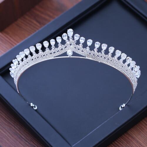 Luxury Cubic Zirconia Sparking Wedding Crown Tiaras Marquise-Cut Zircon CZ Rhinestone Prom Crown Coronet Crystal Hair Jewelry