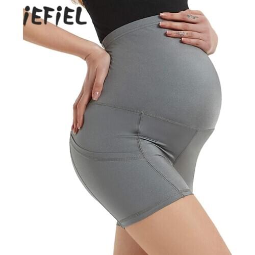 Plus Size Maternity Lounge Shorts Legging Pregnancy Belly Sports Hip Yoga Safety Pants Pregnant Women Fitness Running Shorts