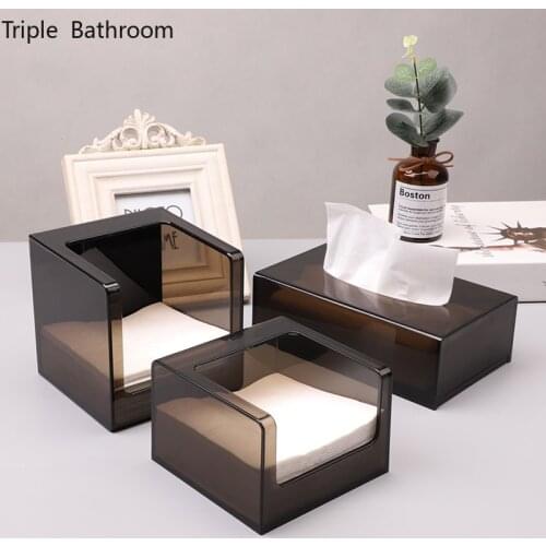 Modern Draw Paper Tissue Boxs Plastic Translucent Hotel Desktop Restroom Tissue Holder Storage Box Bathroom Accessories