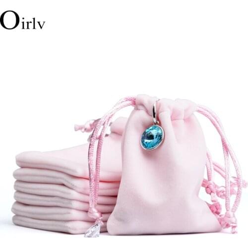 Oirlv Brocade Jewelry Velvet Bag Drawstring Pink/Beige Pocket Cloth Bag Jewelry Drawstring Bag Storage Bag Whole Bag 50 Pieces