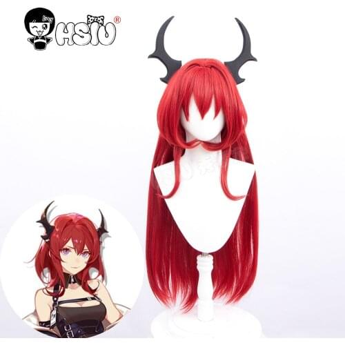 Surtr cosplay wig game Arknights cosplay「HSIU 」Fiber synthetic wig dark red Long hair Free brand wig Cap Arknights Guard cosplay