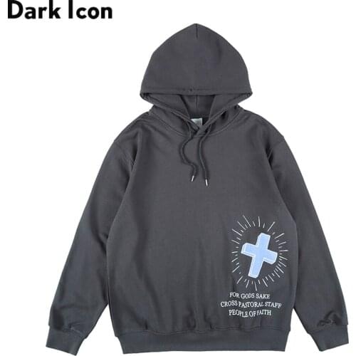 Dark Icon Cross Hip Hop Hoodie Men 2021 New Arrival Pullover Mens Sweashirts Hooded Man Grey