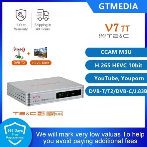 Stock In European Warehouse GTMEDIA V7 TT DVB-T/T2/DVB-C/J.83B 1080P Full HD Support 4G Dongle With USB Wi-Fi Support H.265