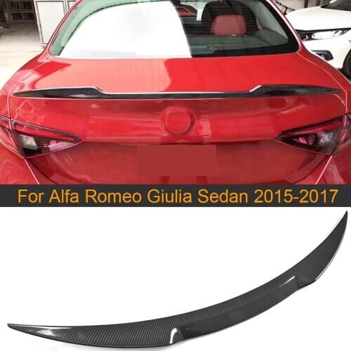 Rear Trunk Lip Spoiler Wing for Alfa Romeo Giulia Sedan 4 Door 2015 - 2017 Quadrifoglio TI Verde Rear Spoiler Wing Carbon Fiber