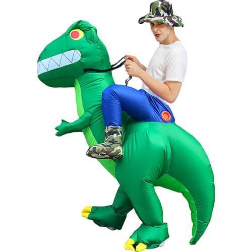 Green T-rex Dinosaur Inflatable Costume Adult Kids Cosplay Costume Inflatable Dinosaur Costume Disfraz Halloween Christmas Dress