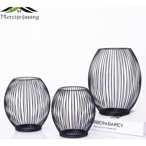 Iron Round Candle Holders Nordic Style Wrought Rack Home Decoration Metal Crafts Desktop Xmas Home Decoration Craft LZT003