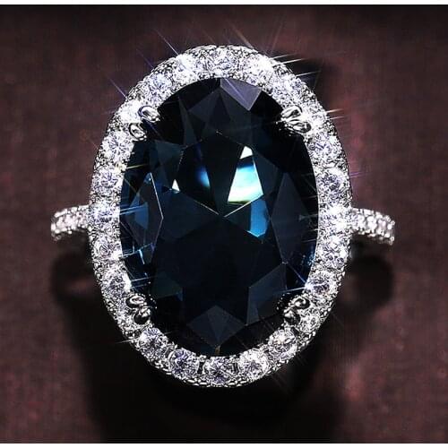 YSDLJG Elegant Oval Cubic Zirconia Ladys Finger Ring Party Gorgeous Wedding Anniversary Gift Good Quality Women Fashion Jewelry