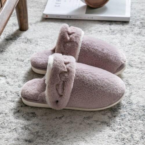Winter Ladies Home Indoor Plush Slippers Plus Size Female Warm Couple Plush Flats Slippers Pantuflas Mujer