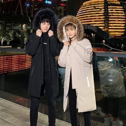 -30 Degree Winter Down Parkas Hooded Fur Collar Windbreaker 90% White Duck Down Jacket Thick Warm Long Couple Down Coat S-3XL