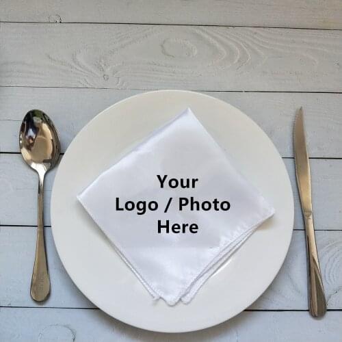 10pcs/lot Print Your Photo Satin Table Napkins Personalized Wedding Bridal Shower Napkin Rehearsal Dinner Hotel Party Napkins