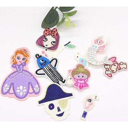 30pcs/lot Embroidery Patches Mermaid Strange Things Jacket Jean Backpack Clothing Decoration Diy Iron Heat Transfer Applique
