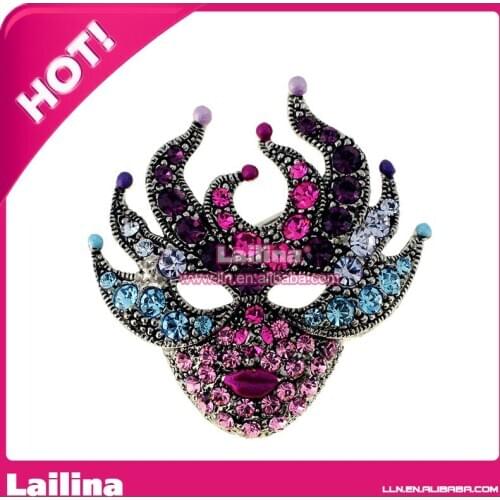 100pcs/lot Gorgeous Multi-colors Crystal Mardi Gras Mask Rhinestone Brooch Halloween Brooch