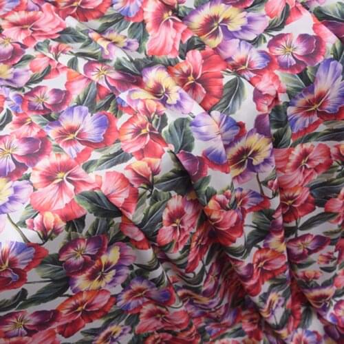 140CM Wide 19MM 90% Silk & 10% Lycra Floral Print Stretch Silk Fabric for Summer Dress Shirt Clothes Cheongsam H563