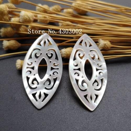 20pcs/lot 20x40mm 100% Natural Hollow Marquise Mother Of Pearl Shell for DIY Jewerly Marquise Flower Cut MOP for Earrings
