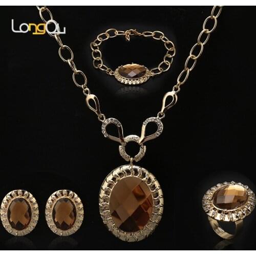 2018 Fashion Brown Enamel Jewelry Sets Geometric Unique Pendant Earrings High Quality Fashion Set Christmas Gifts For women