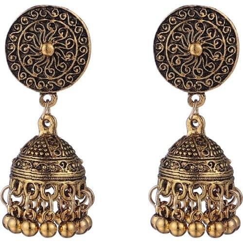 2021 Ethnic Women Silver Color Bells Indian Jewelry Gypsy Drop Earrings Vintage Tribe Tassel Jhumka Party Jewelry Gift