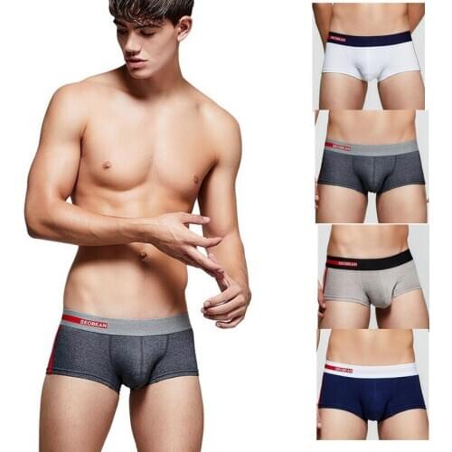 3pc/lot SEOBEAN Brand Boxer Shorts Men Underwear New Fashion Underpants Sexy boxer cotton solid Male underwear Brand clothing