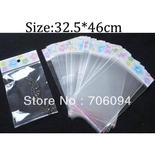 32.5*46cm,Thickness:0.08mm,200pcs/lot Clear Self Adhesive Seal Poly Opp Plastic Bag With Header,Custom your logo,Plastic bag