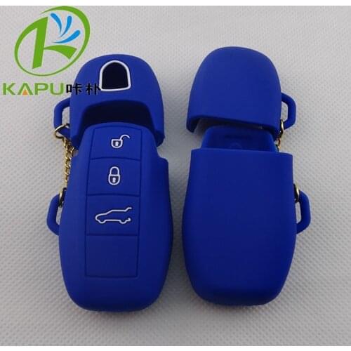 4PC 3 Buttons Remote Silicone Rubber Car Key Fob Cover Case Sticker For Porsche Boxster Cayman Macan Panamera Cayenne 911