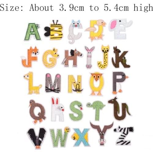 A-Z letters 1set Animal embroidery patch iron on iron on emblemas for clothing/Hot Cut/Lovely/Pet (26pcs)
