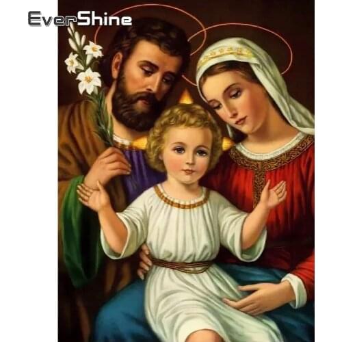 EverShine DIY Diamond Embroidery Portrait Full Square Diamond Painting Religion Rhinestone Mosaic Cross Stitch Couple Wall Decor
