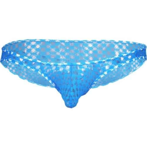 Calzoncillos Transparentes Hombre Mesh Gridding Briefs Ultra-Thin Perspective Mens Underpants Scrotal Pouch Gay Underwear Sexy