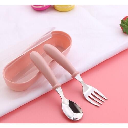 Baby Gadgets Tableware Set Children Utensil Stainless Steel Toddler Dinnerware Cutlery Cartoon Infant Food Feeding Spoon Fork
