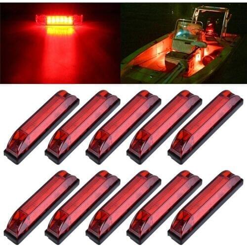 10PCS Red Side Light Truck Boat Trailer Truck RV Sealed Marker Lamp Slim Line Led Utility Strip Light 12V Truck Trailer Boat