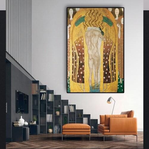 Beethovenfries Kuss Foto Secession by Gustav Klimt Oil Painting on Canvas Posters and Prints Wall Art Picture for Living Room