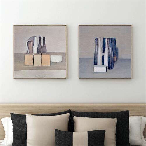HAOCHU Nordic Canvas Painting Abstract Posters Irregular Shape Bottles and Kettle Square No Frame for Living Room and Kitchen