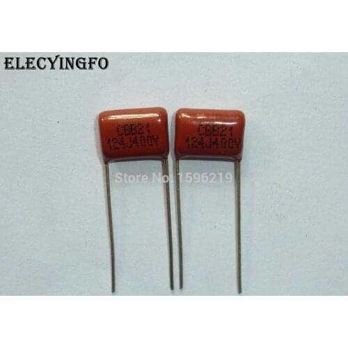 50pcs CBB capacitor 124 400V 124J 0.12uF 120nF P10 CBB21 Metallized Polypropylene Film Capacitor